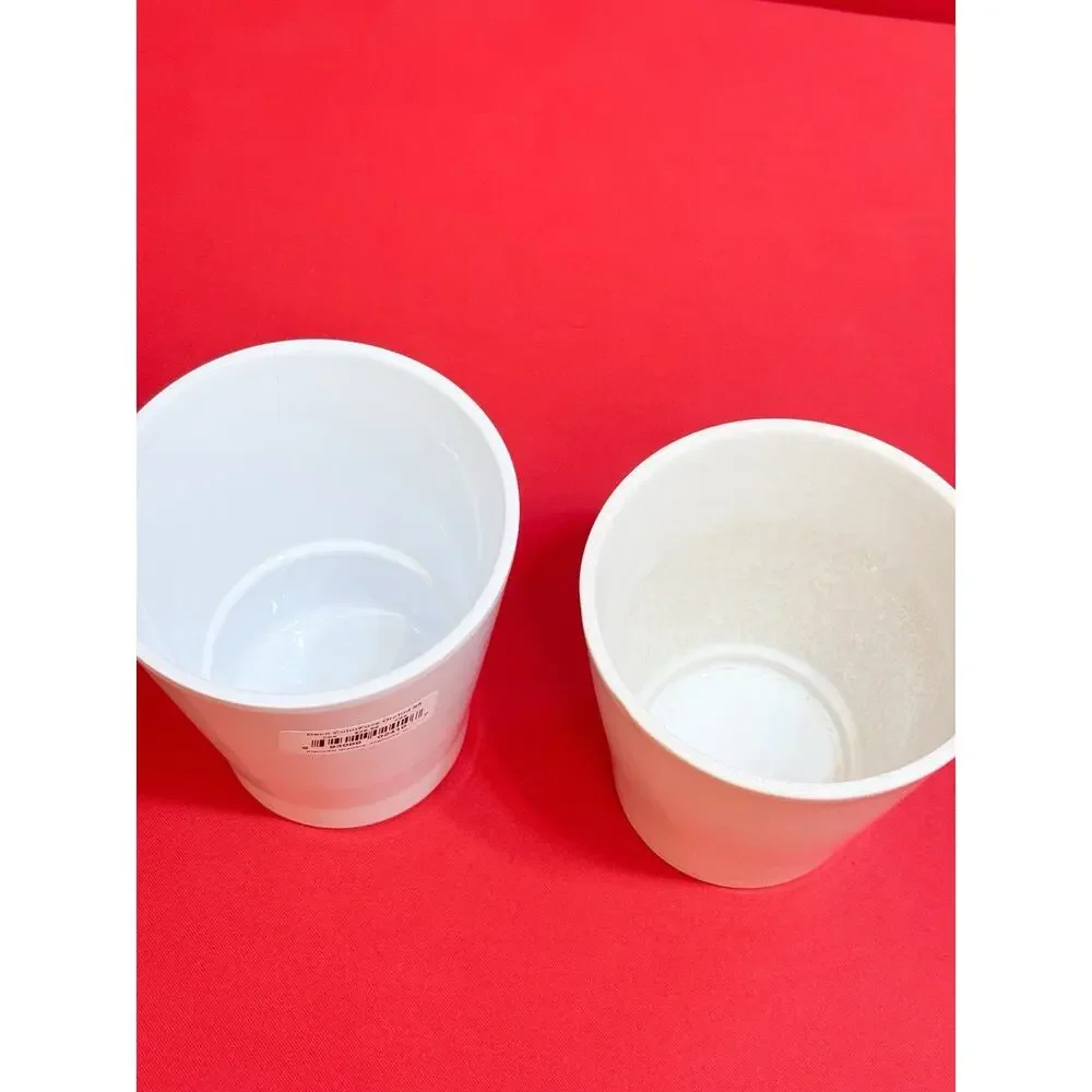 SET OF 2/ White Ceramic Orchid Pots Waterproof 5.5”, 6” Height